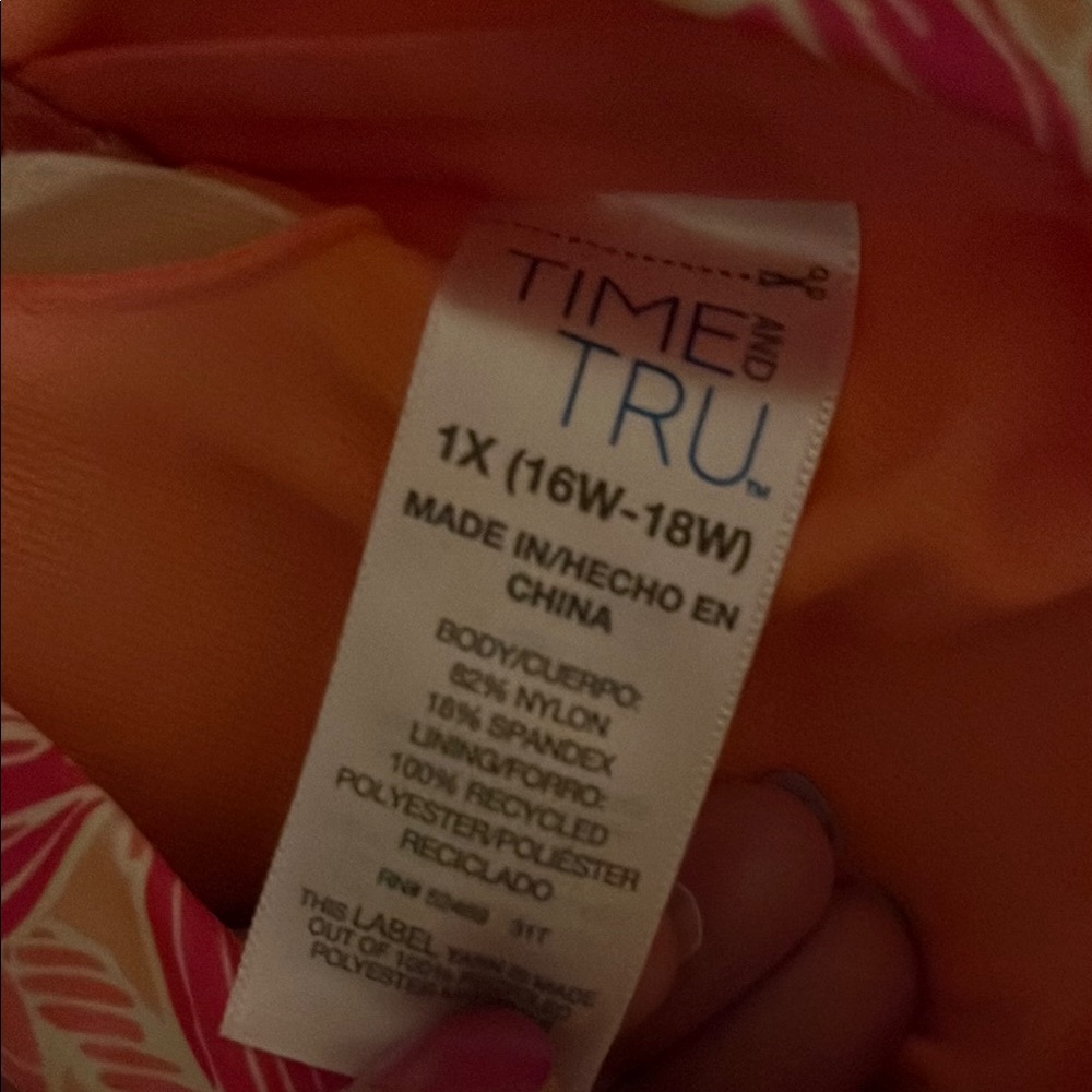 Time and Tru Floral Summer Hawaiian Coral Bikini - Top size 1x Bottom size 10 - Picture 3 of 8